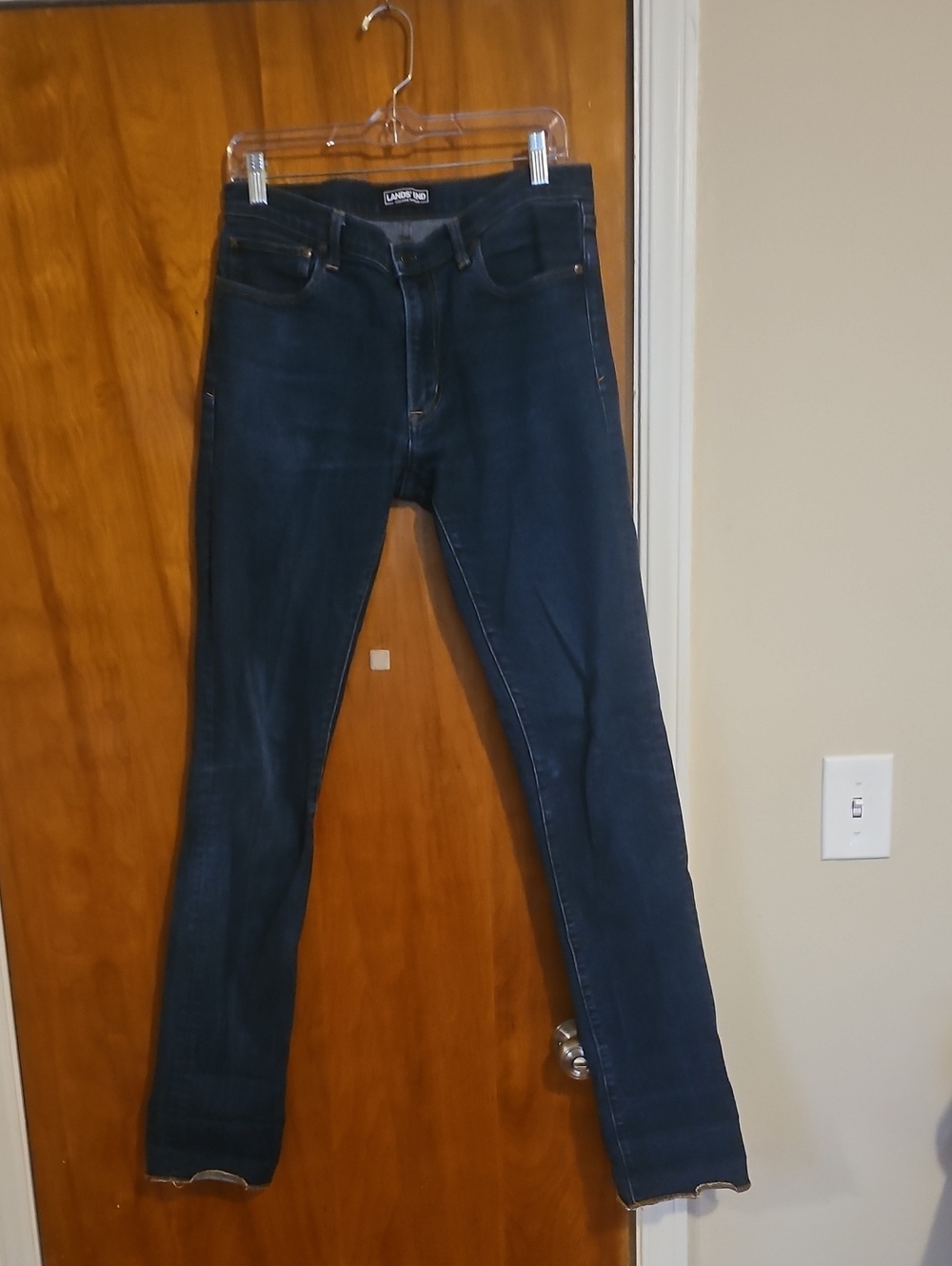 Lands' End Men's Dark Indigo Slim Straight Jeans Tall